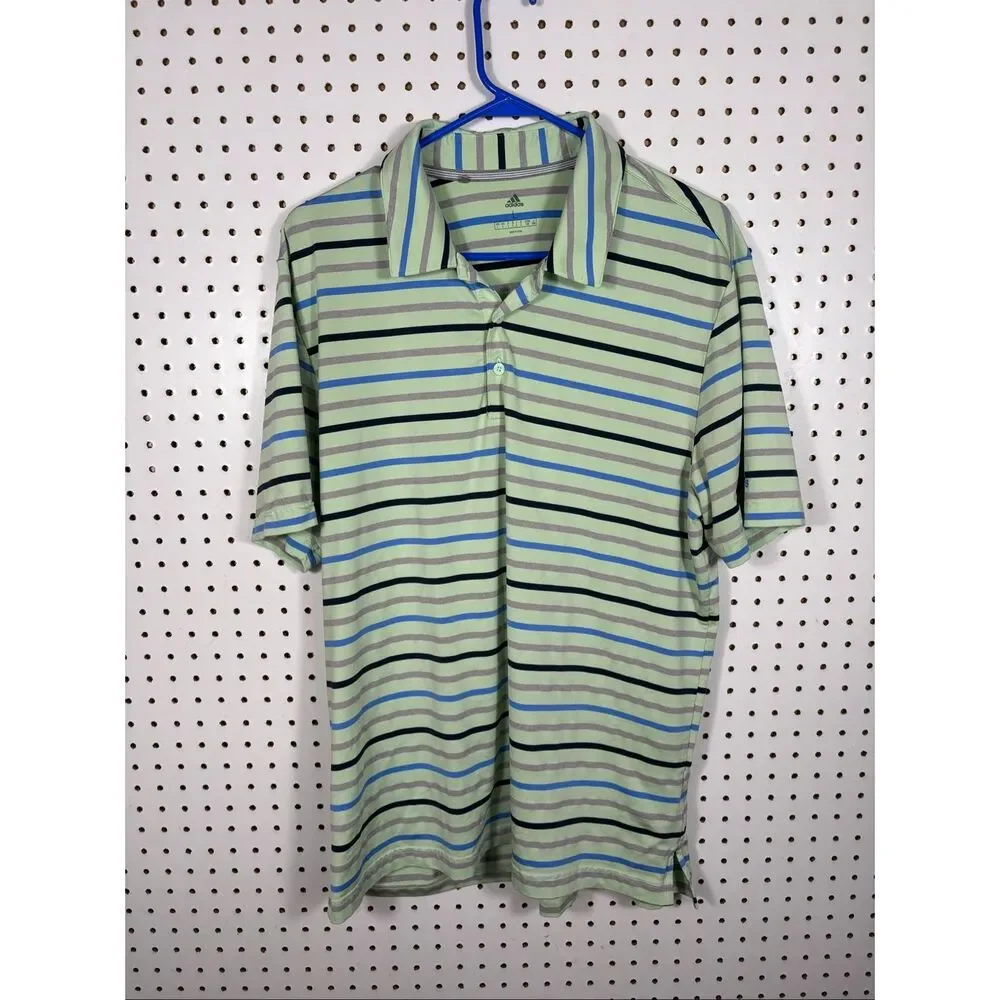 Adidas striped performance golf shirt size L